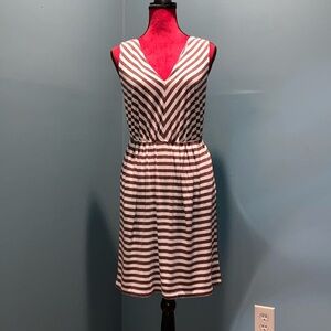 Talbots Brown and White Striped Sleeveless Dress Size XS